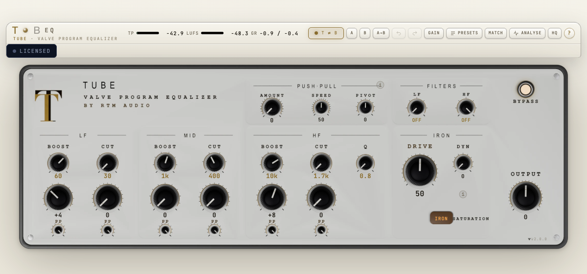 TxB EQ TUBE face: valve program equalizer